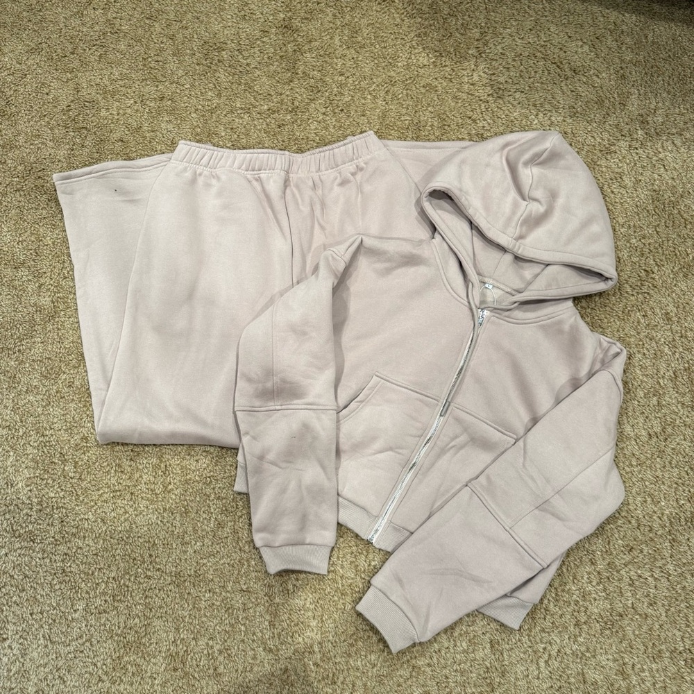 Tan Hoodie and Sweatpants Set